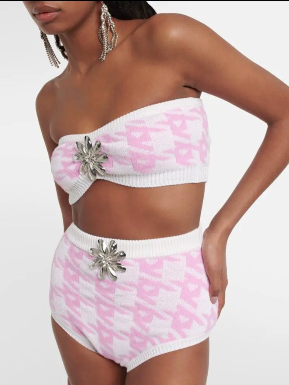 AREA NYC Mussel Flower Wool Blend Hot Pants